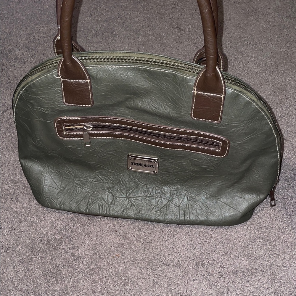 Stone & Co. Green and Brown Satchel